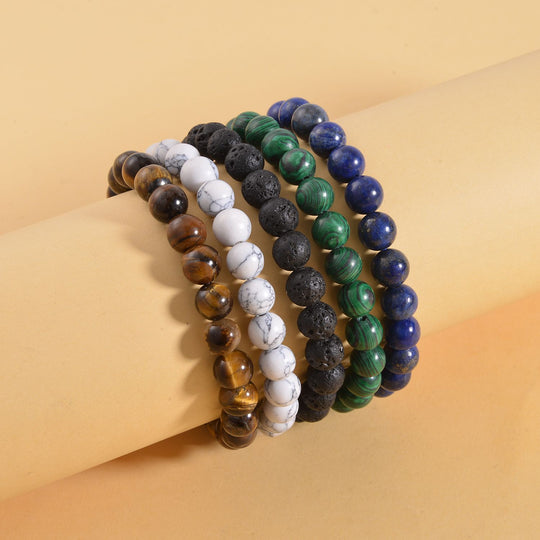 5er Set - Lava, Lapislazuli Armbänder ca. 441.80 ct