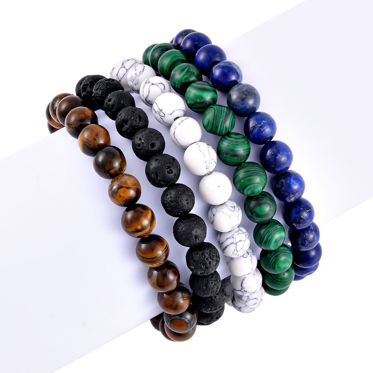 5er Set - Lava, Lapislazuli Armbänder ca. 441.80 ct
