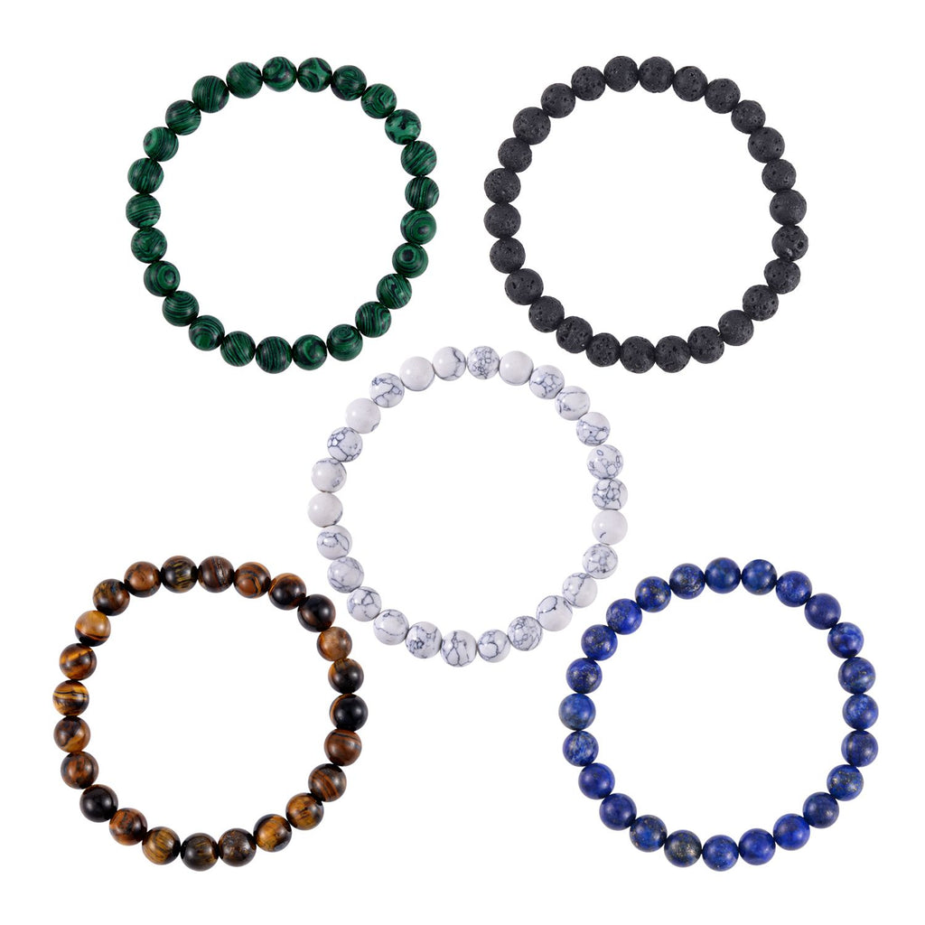 5er Set - Lava, Lapislazuli Armbänder ca. 441.80 ct