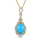 Amerikanischer, natürlicher Sleeping Beauty Türkis, weißer Zirkon Anhänger mit Kette, 925 Silber Gelbgold Vermeil ca. 3.21 ct