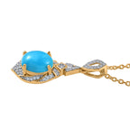 Amerikanischer, natürlicher Sleeping Beauty Türkis, weißer Zirkon Anhänger mit Kette, 925 Silber Gelbgold Vermeil ca. 3.21 ct