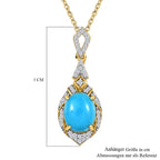 Amerikanischer, natürlicher Sleeping Beauty Türkis, weißer Zirkon Anhänger mit Kette, 925 Silber Gelbgold Vermeil ca. 3.21 ct