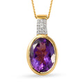 Natürlicher marokkanischer Amethyst und Zirkon Silberanhänger mit Kette 8,28 Ct