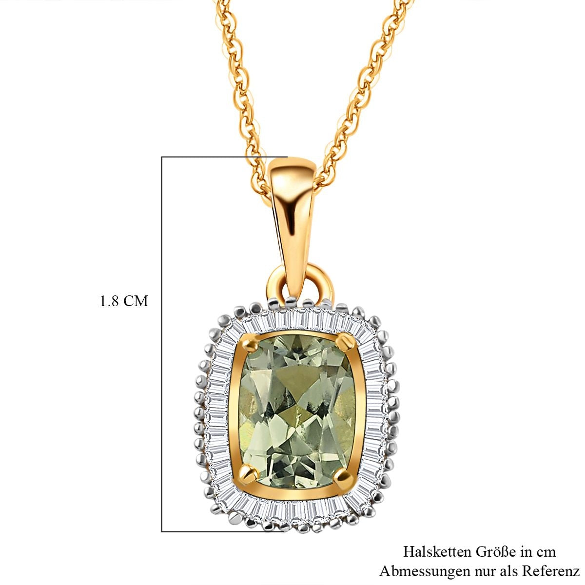 AAA Turkizit (Diaspore) und weißer Diamant-Anhänger mit Kette, ca. 50 cm, 925 Silber Gelbgold Vermeil ca. 1.72 ct