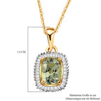 AAA Turkizit (Diaspore) und weißer Diamant-Anhänger mit Kette, ca. 50 cm, 925 Silber Gelbgold Vermeil ca. 1.72 ct