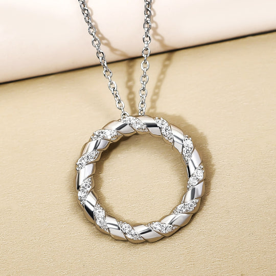 Weißer Zirkon-Anhänger mit Kette, Edelstahl ca. 0,44 ct