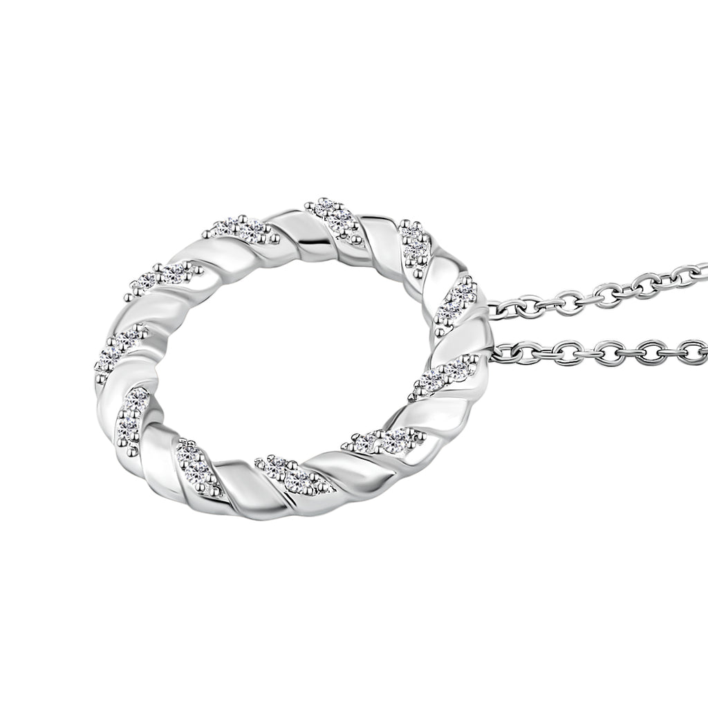 Weißer Zirkon-Anhänger mit Kette, Edelstahl ca. 0,44 ct