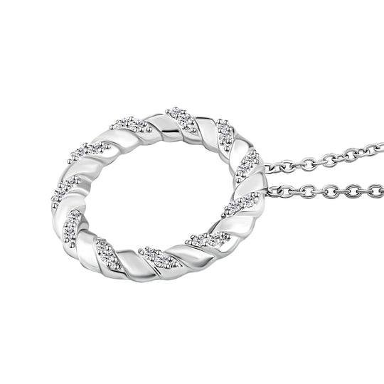 Weißer Zirkon-Anhänger mit Kette, Edelstahl ca. 0,44 ct