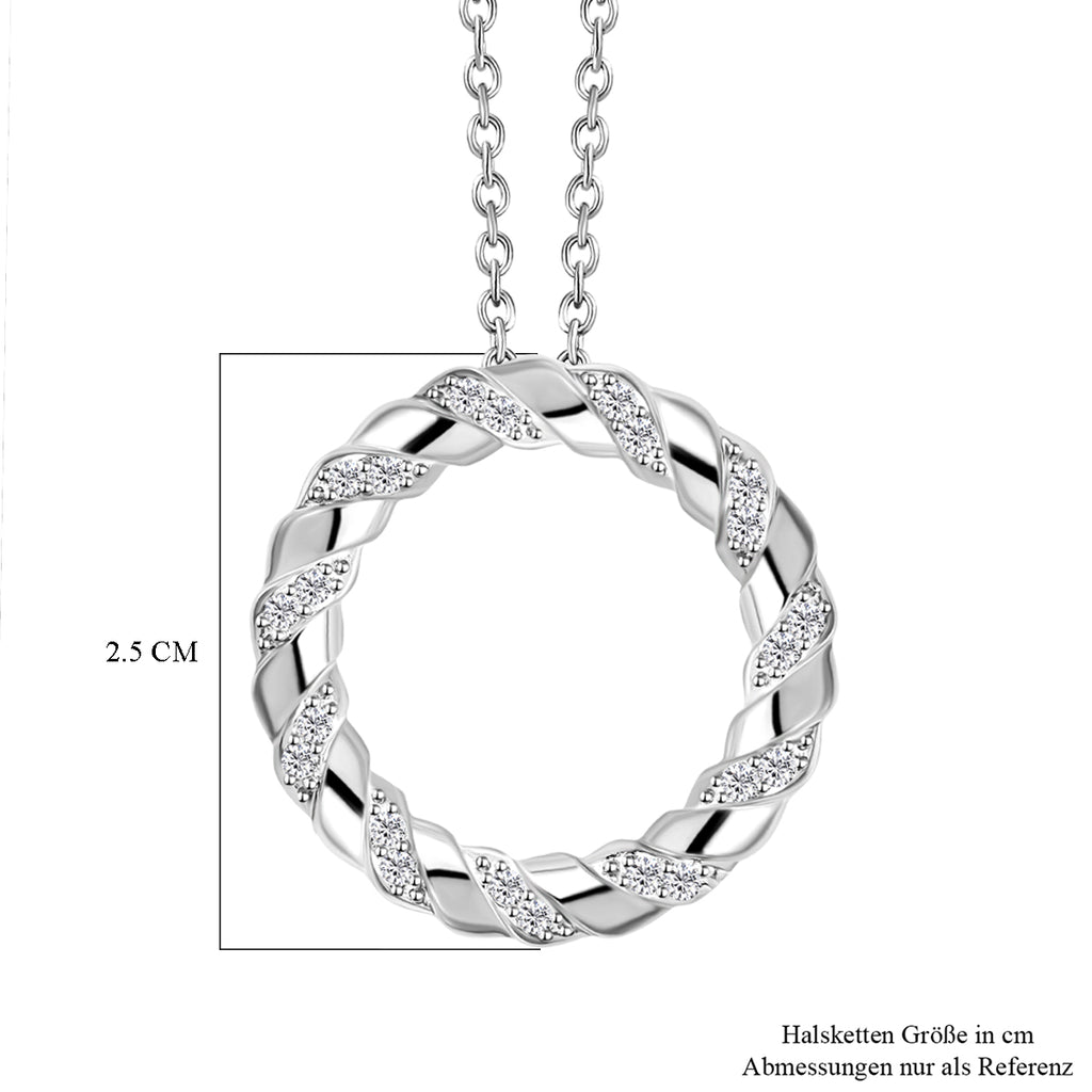 Weißer Zirkon-Anhänger mit Kette, Edelstahl ca. 0,44 ct