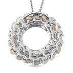 Natürlicher, äthiopischer Opal und weißer Zirkon-Anhänger mit Kette, ca. 50 cm, 925 Silber Platiniert ca. 4,04 ct