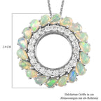 Natürlicher, äthiopischer Opal und weißer Zirkon-Anhänger mit Kette, ca. 50 cm, 925 Silber Platiniert ca. 4,04 ct