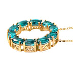 Capri-Blau Triplett Quarz-Anhänger mit Kette, 925 Silber vergoldet ca. 5,07 ct