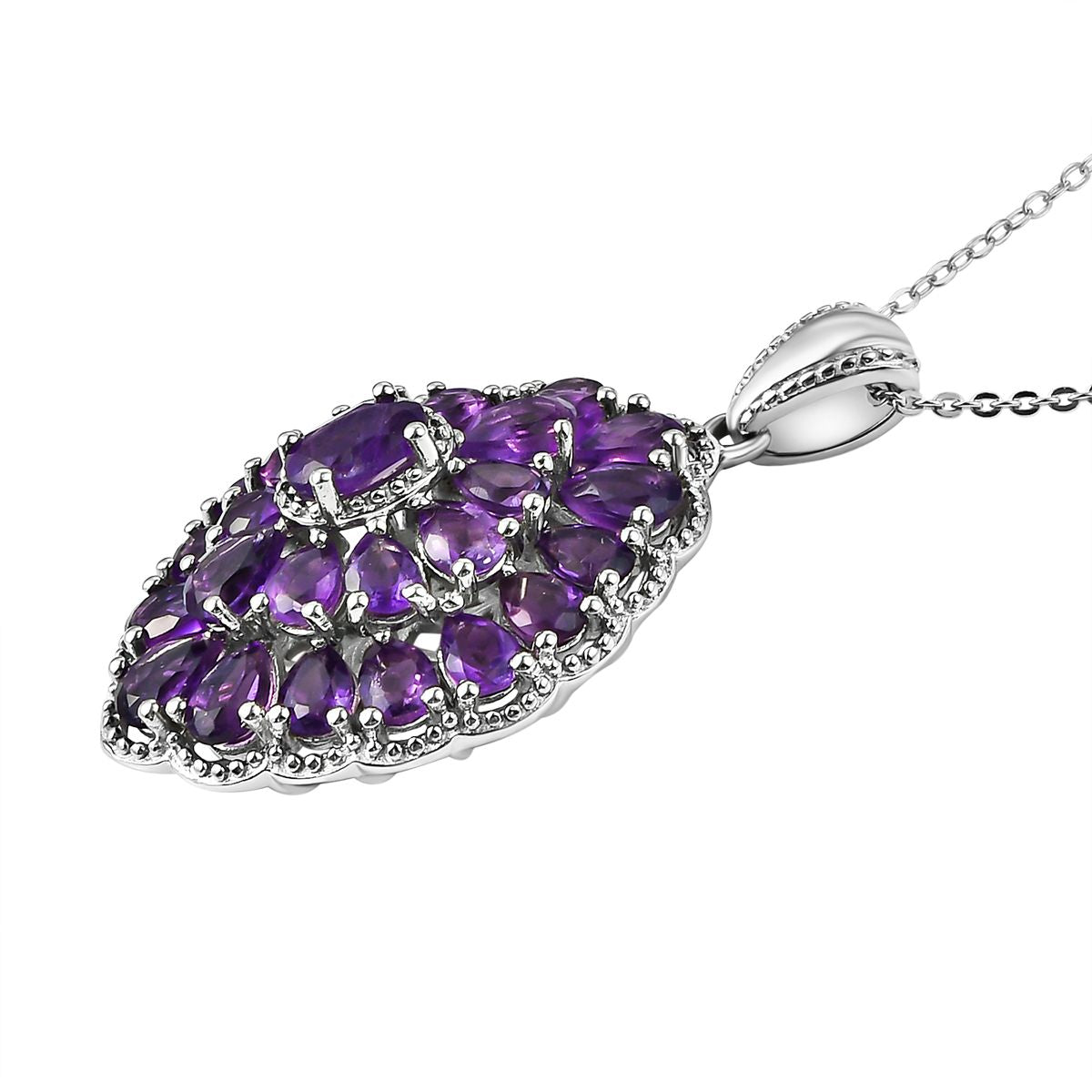Afrikanischer Amethyst Anhänger mit Kette, ca. 50 cm, 925 Silber platiniert, ca. 4.97 ct
