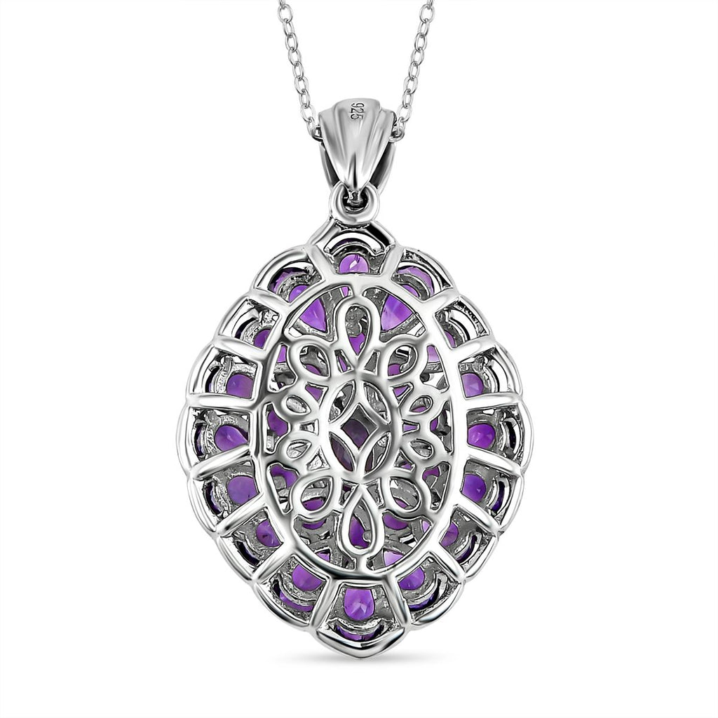 Afrikanischer Amethyst Anhänger mit Kette, ca. 50 cm, 925 Silber platiniert, ca. 4.97 ct