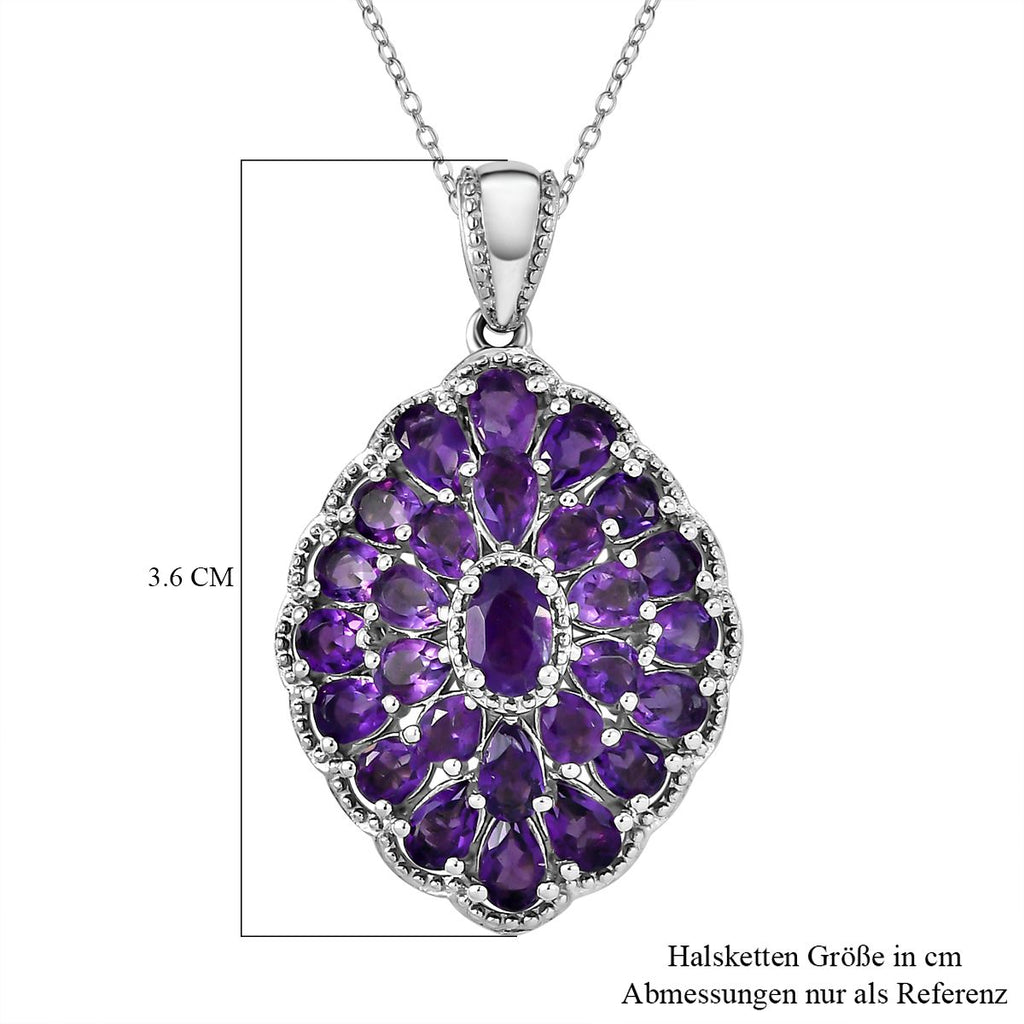 Afrikanischer Amethyst Anhänger mit Kette, ca. 50 cm, 925 Silber platiniert, ca. 4.97 ct