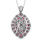 Rhodolith Granat Anhänger mit Kette, ca. 50 cm, 925 Silber platiniert ca. 5,62 ct