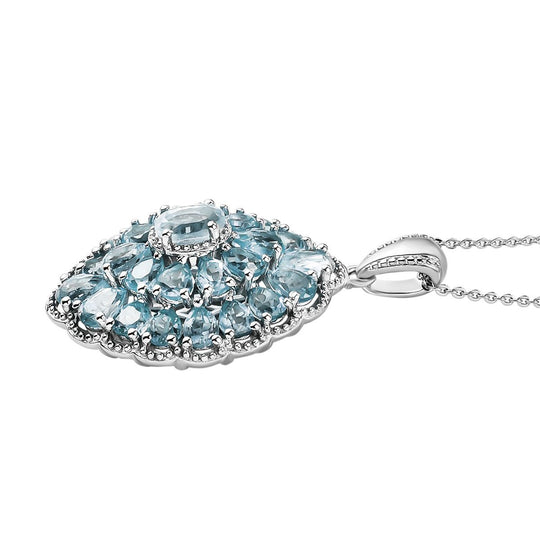 Himmelblauer Topas Anhänger mit Kette, ca. 50 cm, 925 Silber platiniert, ca. 6.14 ct