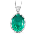 Smaragd-Triplett-Quarz und weißer Zirkon-Anhänger mit Kette, 925 Silber platiniert ca. 34,29 ct