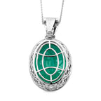 Smaragd-Triplett-Quarz und weißer Zirkon-Anhänger mit Kette, 925 Silber platiniert ca. 34,29 ct