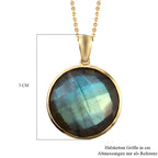 Labradorit-Anhänger mit Kette, 925 Silber Gelbgold Vermeil ca. 21.89 ct