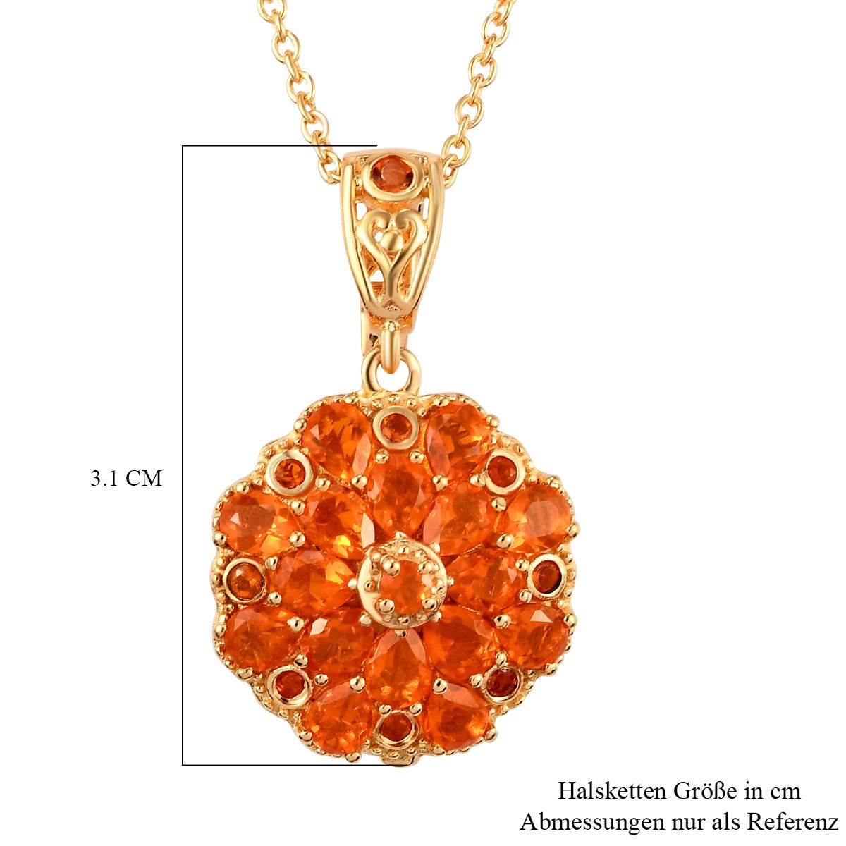 Salamanca Feueropal-Anhänger mit Kette, 925 Silber Gelbgold Vermeil ca. 1.98 ct