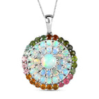 Natürlicher, äthiopischer Welo Opal Anhänger mit Kette, 925 Silber platiniert ca. 7.61 ct