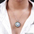 Natürlicher, äthiopischer Welo Opal Anhänger mit Kette, 925 Silber platiniert ca. 7.61 ct