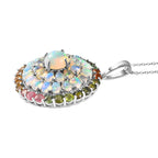 Natürlicher, äthiopischer Welo Opal Anhänger mit Kette, 925 Silber platiniert ca. 7.61 ct