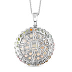 Natürlicher, äthiopischer Welo Opal Anhänger mit Kette, 925 Silber platiniert ca. 7.61 ct