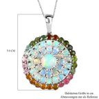 Natürlicher, äthiopischer Welo Opal Anhänger mit Kette, 925 Silber platiniert ca. 7.61 ct