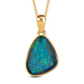 Boulder Opal Triplette-Anhänger mit Kette, 925 Silber vergoldet ca. 4.03 ct