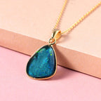 Boulder Opal Triplette-Anhänger mit Kette, 925 Silber vergoldet ca. 4.03 ct