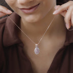 Rosa Saphir Anhänger mit Kette, 925 Silber roségold Vermeil ca. 2.03 ct