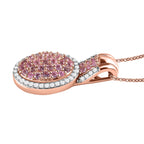 Rosa Saphir Anhänger mit Kette, 925 Silber roségold Vermeil ca. 2.03 ct