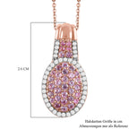 Rosa Saphir Anhänger mit Kette, 925 Silber roségold Vermeil ca. 2.03 ct