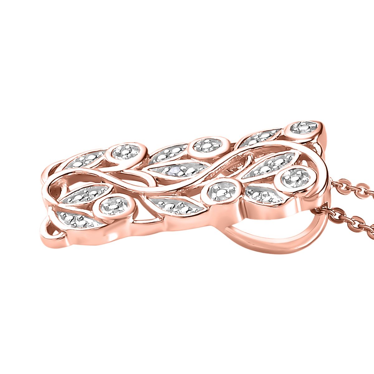 Weißer Diamant-Anhänger mit Kette, ca. 50 cm, 925 Silber platiniert