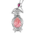 Rhodochrosit und afrikanischer Rubin-Anhänger mit Kette, 925 Silber platiniert ca. 7.39 ct