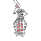 Rhodochrosit und afrikanischer Rubin-Anhänger mit Kette, 925 Silber platiniert ca. 7.39 ct