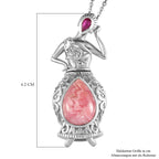Rhodochrosit und afrikanischer Rubin-Anhänger mit Kette, 925 Silber platiniert ca. 7.39 ct