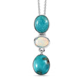 Sierra Nevada Türkis und natürlicher, äthiopischer Welo Opal-Anhänger mit Kette - 6,59 ct.