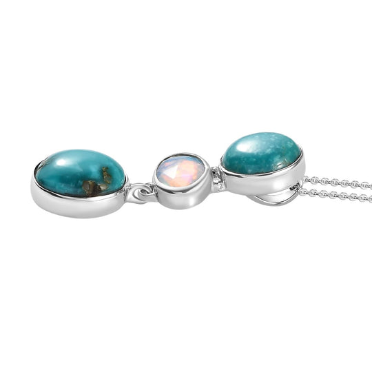 Sierra Nevada Türkis Anhänger mit Kette, 925 Silber platiniert ca. 6.59 ct