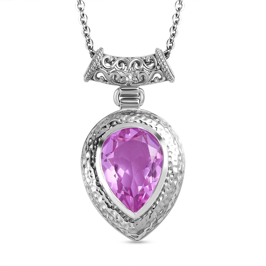 Patroke Quarz Triplette Anhänger mit Kette, 925 Silber platiniert ca. 5.18 ct