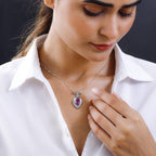Patroke Quarz Triplette Anhänger mit Kette, 925 Silber platiniert ca. 5.18 ct