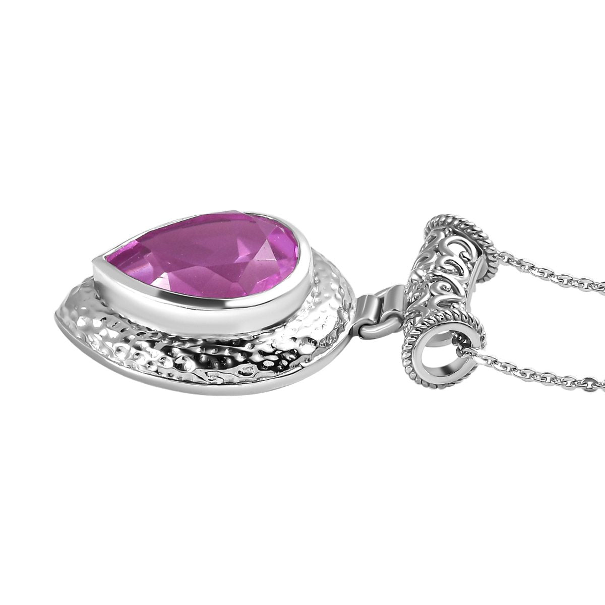 Patroke Quarz Triplette Anhänger mit Kette, 925 Silber platiniert ca. 5.18 ct