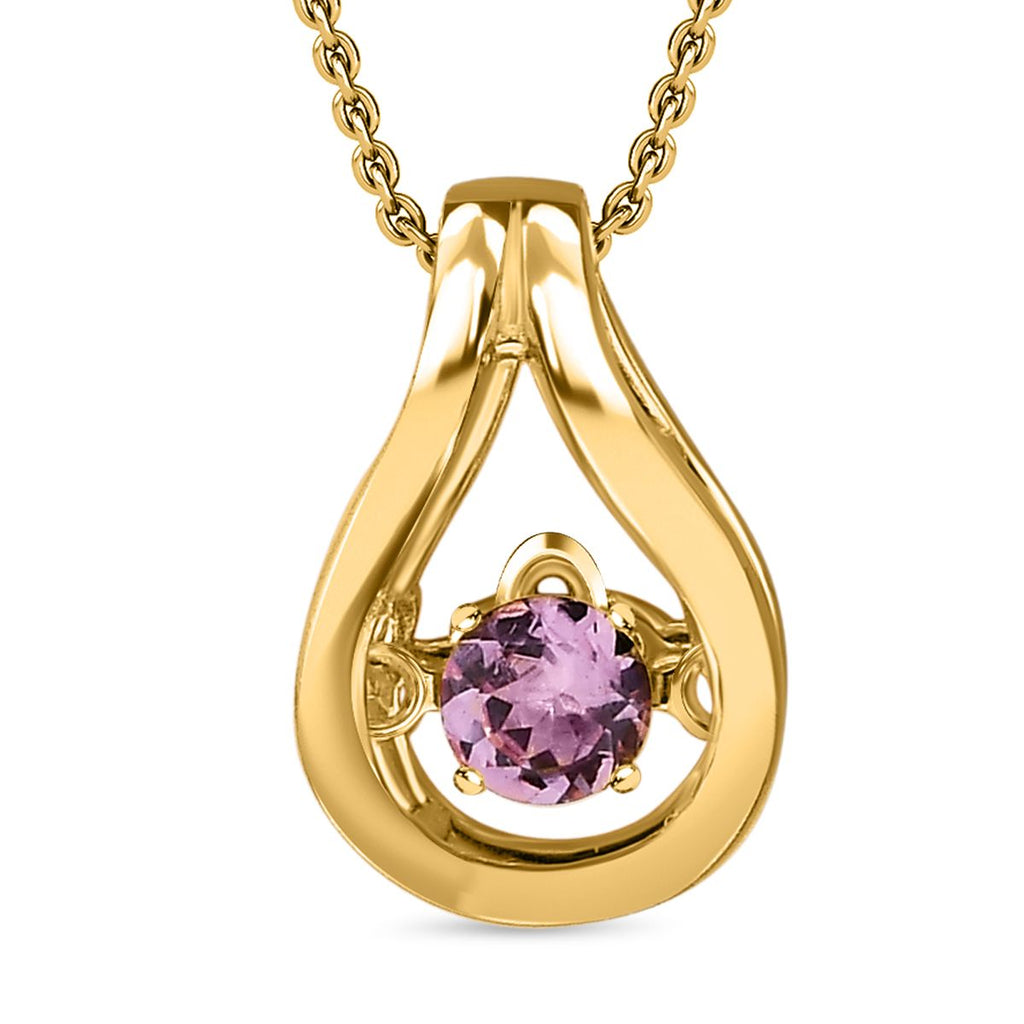 Lila Spinell Anhänger mit Kette, 925 Silber vergoldet ca. 0.19 ct