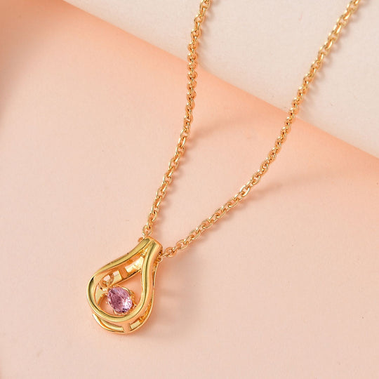 Lila Spinell Anhänger mit Kette, 925 Silber vergoldet ca. 0.19 ct