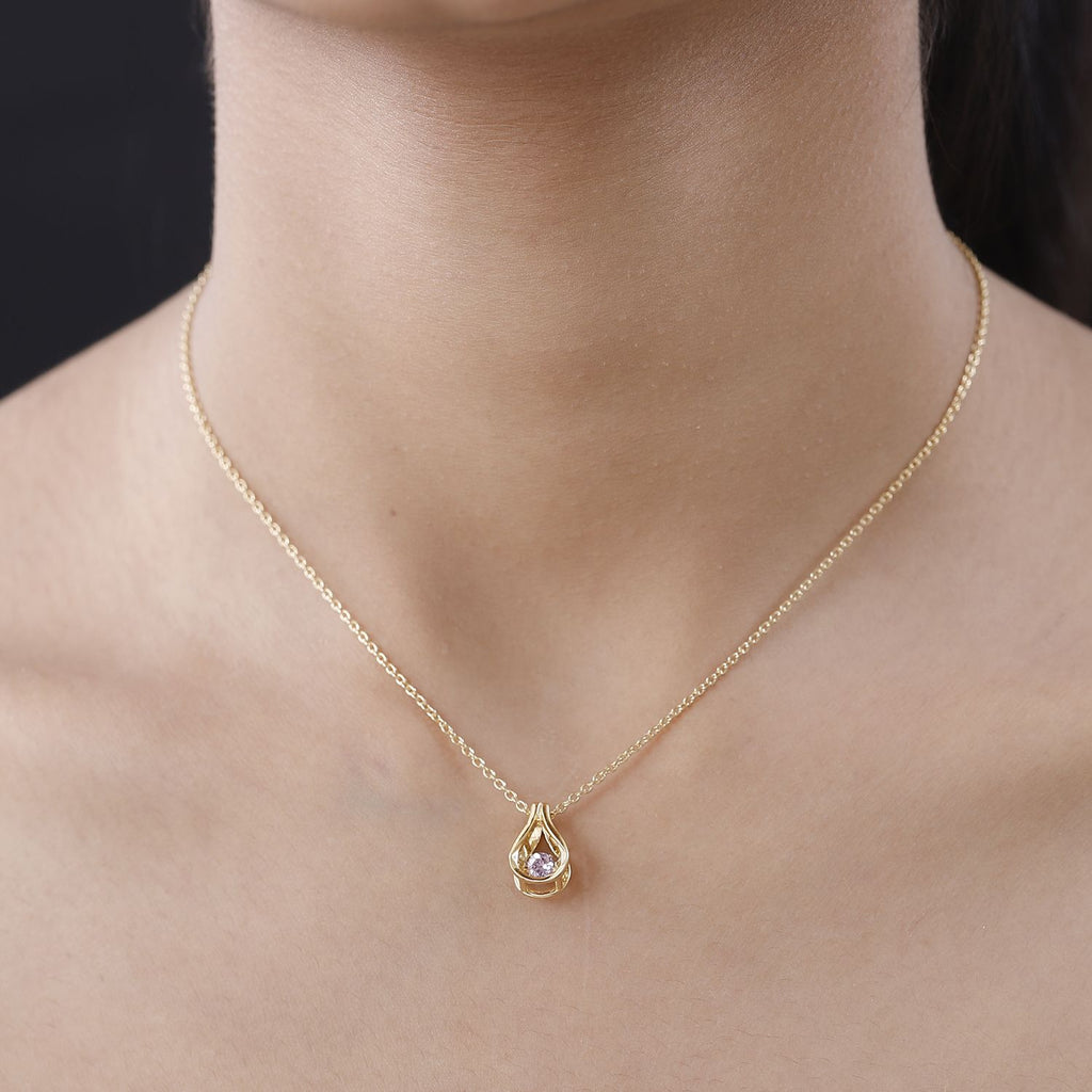 Lila Spinell Anhänger mit Kette, 925 Silber vergoldet ca. 0.19 ct