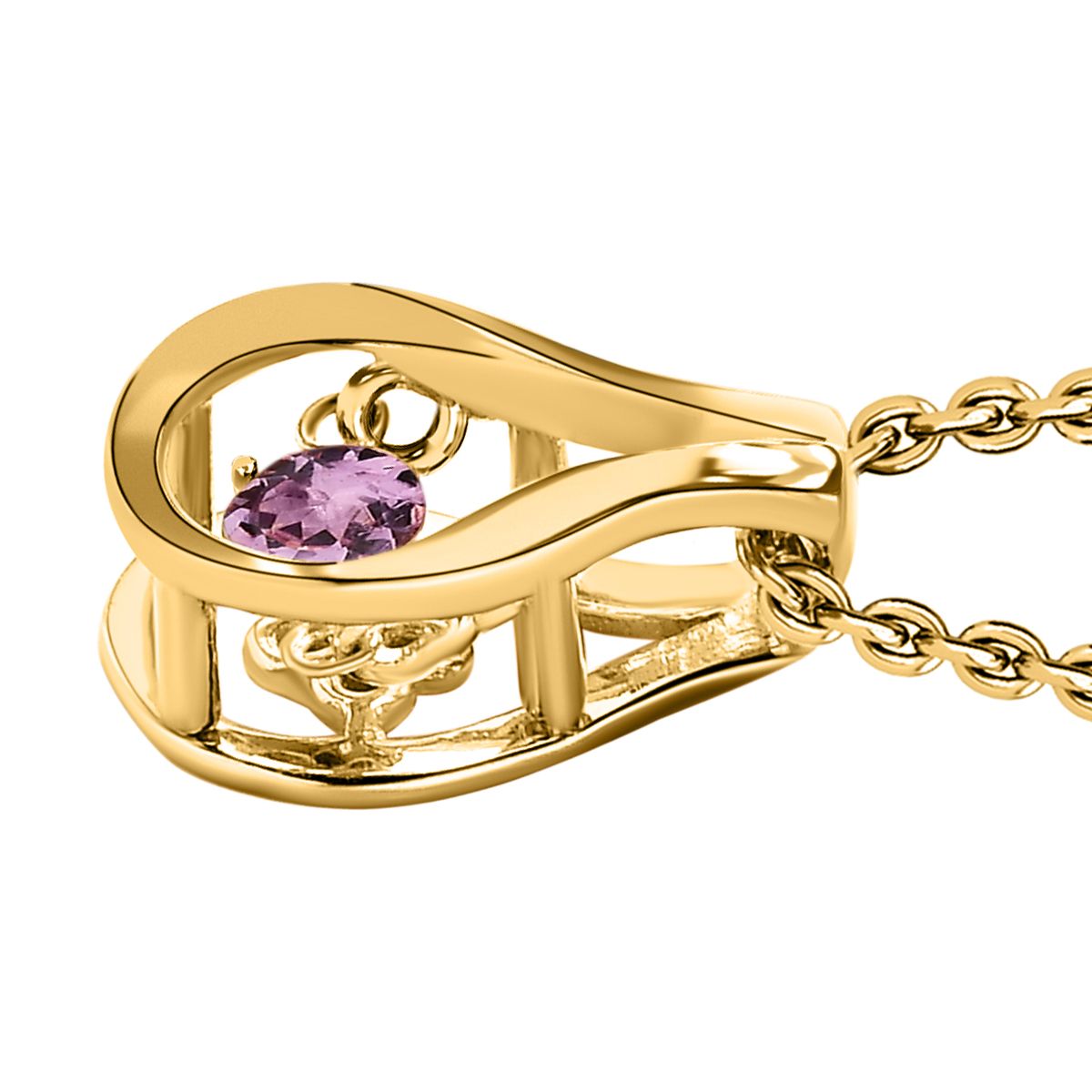 Lila Spinell Anhänger mit Kette, 925 Silber vergoldet ca. 0.19 ct