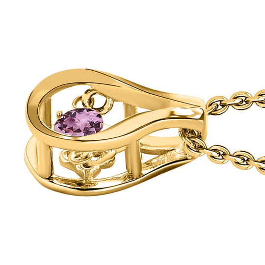 Lila Spinell Anhänger mit Kette, 925 Silber vergoldet ca. 0.19 ct