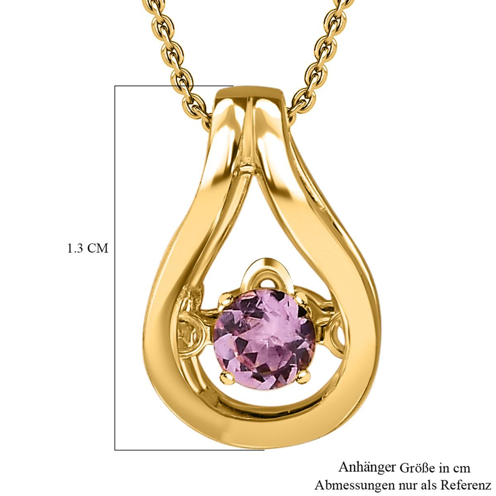 Lila Spinell Anhänger mit Kette, 925 Silber vergoldet ca. 0.19 ct